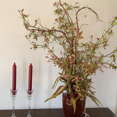 F731 Silk NDI Floral Arrangement with Crystal Candlesticks