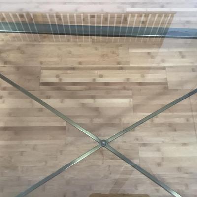 L734 Large Brass Glass Top Coffee Table
