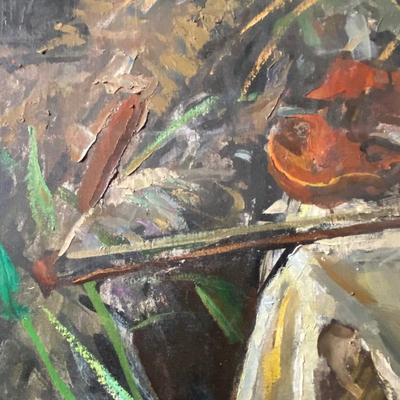 Large flowers with violin painting
