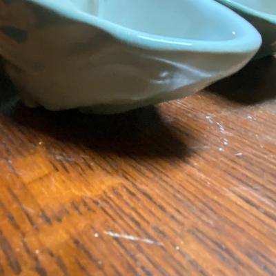 Vintage Oyster Shape Art Pottery Footed Bowls
