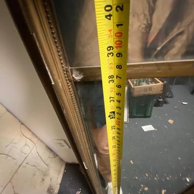 A lovely antique oblong Trumeau mirror with a litho