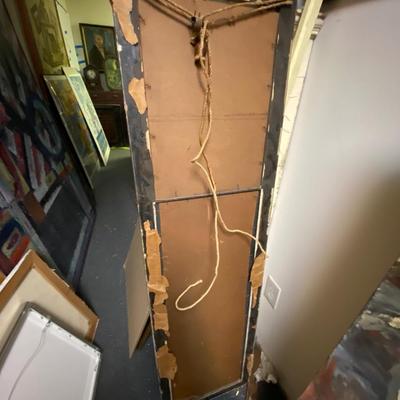 A lovely antique oblong Trumeau mirror with a litho
