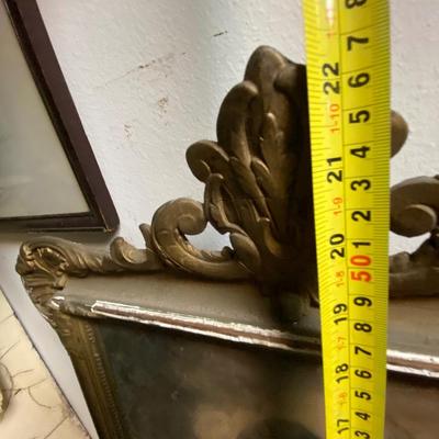A lovely antique oblong Trumeau mirror with a litho
