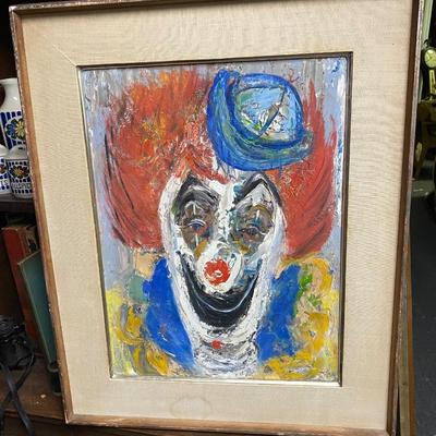 Abstract framed scary clown