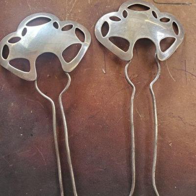 Vintage Navajo sterling silver hair pins $175