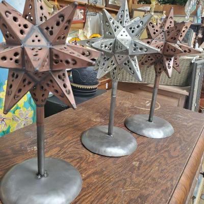 Tin star tealight holders