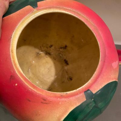 VINTAGE CERAMIC PEACH COOKIE JAR WITH LID