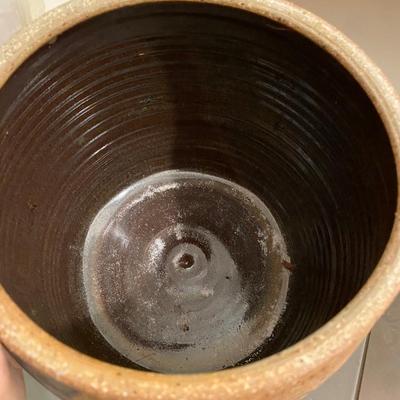 Neutral Earth Tone Studio Art Pottery Canister With Lid Signed