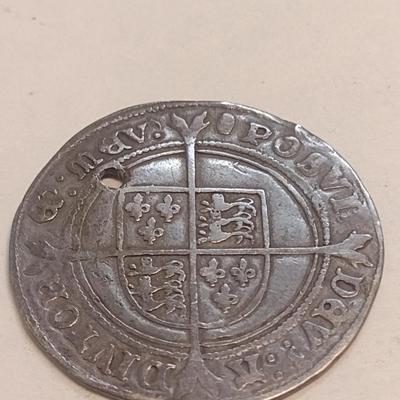 Circa 1550's Edward VI Silver 12-Pence Shilling (92)