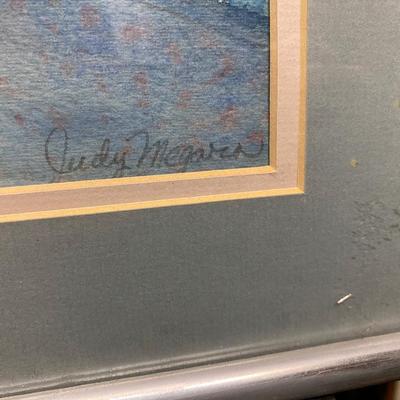 FRamed MCM style blue boats watercolor