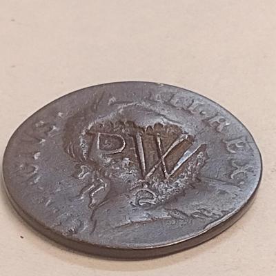1773 British Half Penny Overstrike on Existing Coin Exposed on Bust (94)