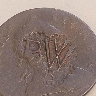1773 British Half Penny Overstrike on Existing Coin Exposed on Bust (94)