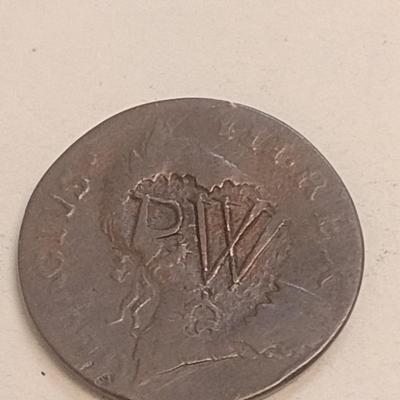 1773 British Half Penny Overstrike on Existing Coin Exposed on Bust (94)