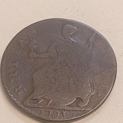 1773 British Half Penny Overstrike on Existing Coin Exposed on Bust (94)