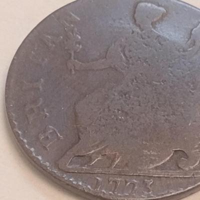 1773 British Half Penny Overstrike on Existing Coin Exposed on Bust (94)