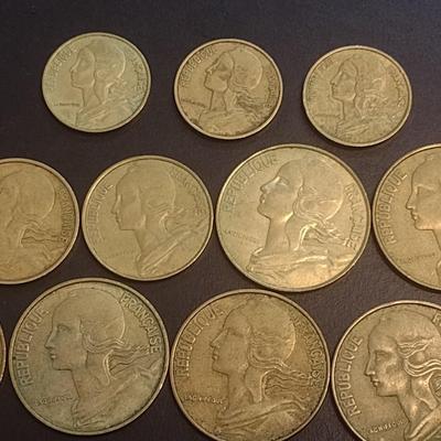 Set of 12 French Centimes Coins 5, 10, 20 Denomination Various Dates Circulated (96)