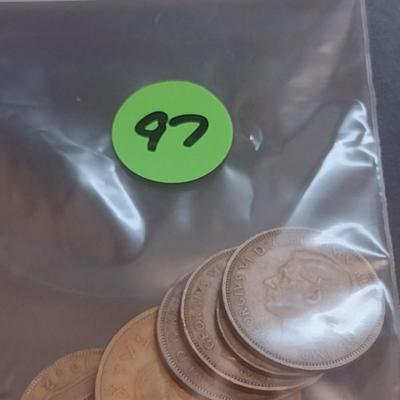 Set of Eight British Half-Pennies and a Farthing Various WWII Strike Dates Circulated (97)