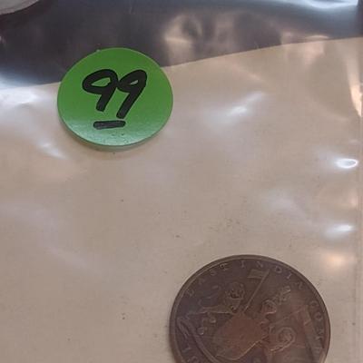 1830 British Bombay Mint Quarter Anna Copper Coin (99)
