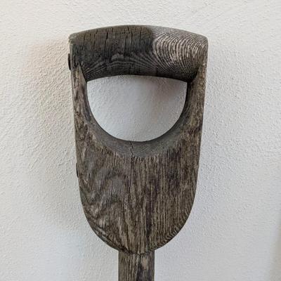 Antique Original Wood Handle Cast-Iron Corn Cob, Potato Shovel