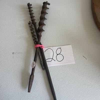 3 wood auger bits 3/4-1 1/4