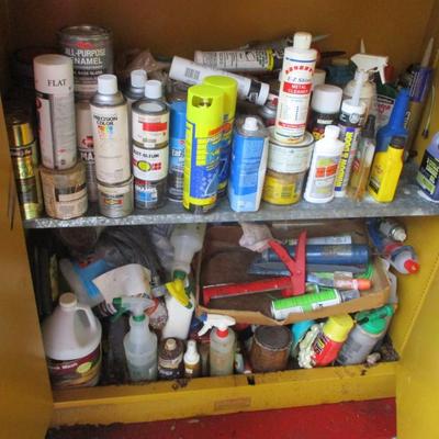 Metal Storage Cabinet With Supplies & Cart Approx 18" x 44 1/4" x 43"