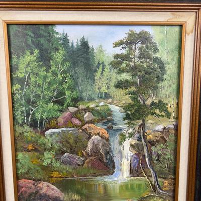C. DALEY, Landscape, Water Fall, Framed
