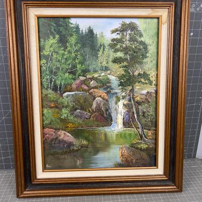 C. DALEY, Landscape, Water Fall, Framed