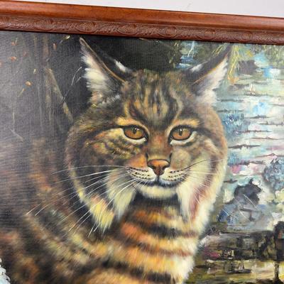 AWESOME! Oil on Board, Bob Cat  Print?