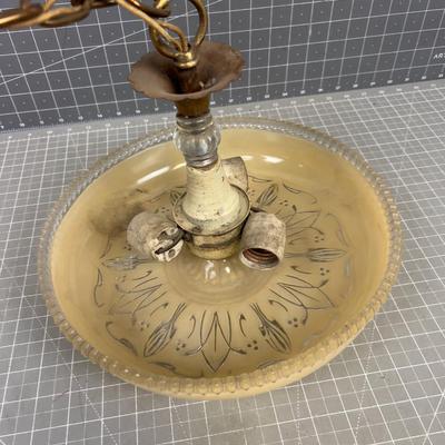 Antique Glass and Chain Light Fixture