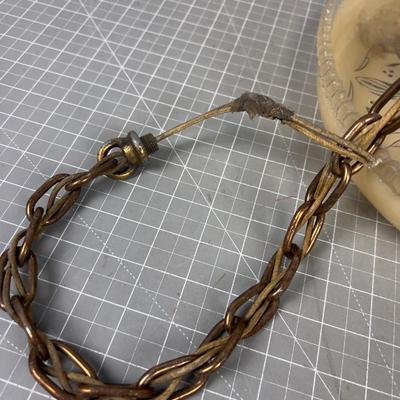 Antique Glass and Chain Light Fixture