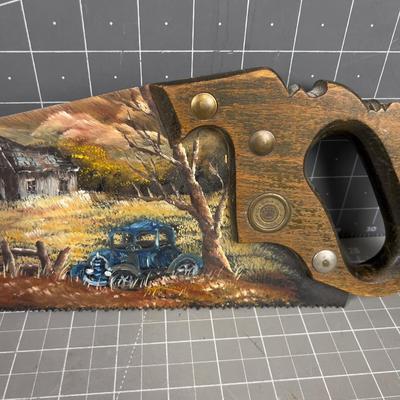 Painted Saw signed by Donna Dahl Dated 1984 
