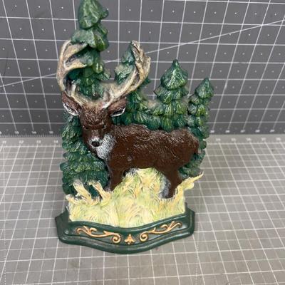 Cast Iron Door Stop of DEER in the FOREST 