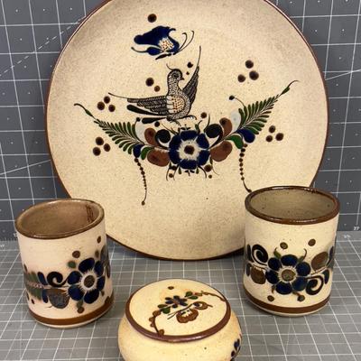 Mixed Lot of Mixed Pottery; Cups, Plate & Jar