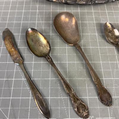 Silver Plated Tray and Utensils