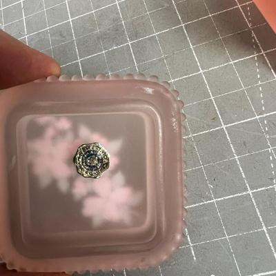 Pink Satin Glass Dresser Jar, Hand Painted