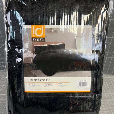 TWIN Black Faux Fur Duvet Cover