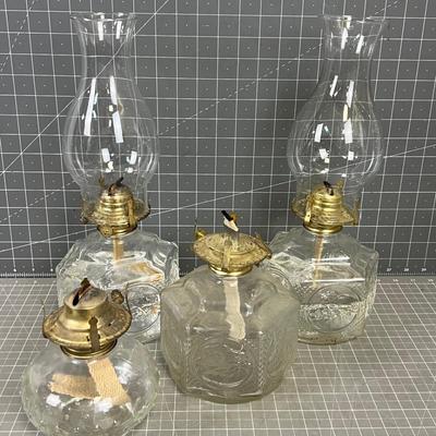 4 KEROSENE Lamps 