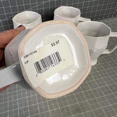 (4) White Ceramic Mugs 