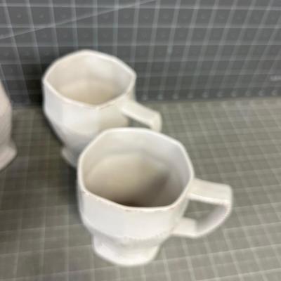 (4) White Ceramic Mugs 