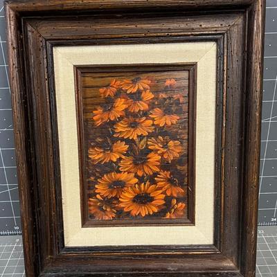Oil on Board Sun Flowers Orange Tones