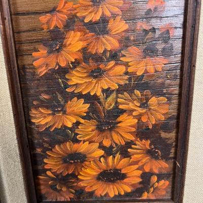 Oil on Board Sun Flowers Orange Tones