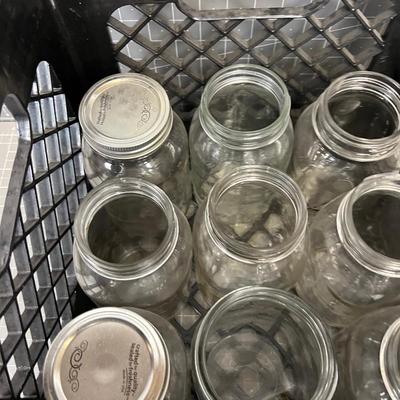 1 Dozen Glass Quart Canning Jars Plus Crate