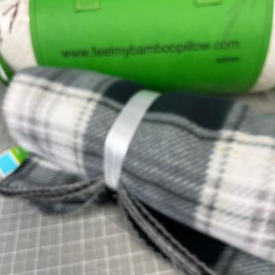 BAMBOO Pillow and a FLEECE Throw, NEW 