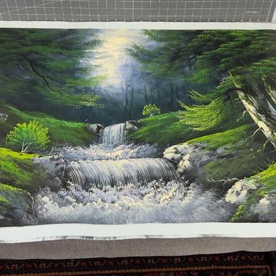 Oil Painting NO Frame, Waterfall Signed