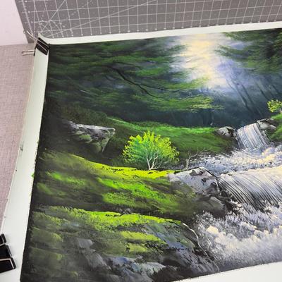 Oil Painting NO Frame, Waterfall Signed