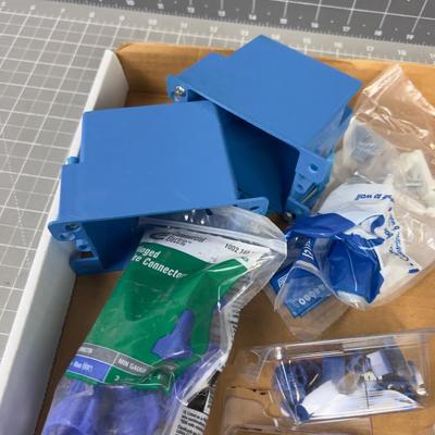 Tray full of Electrical Connectors and Boxes