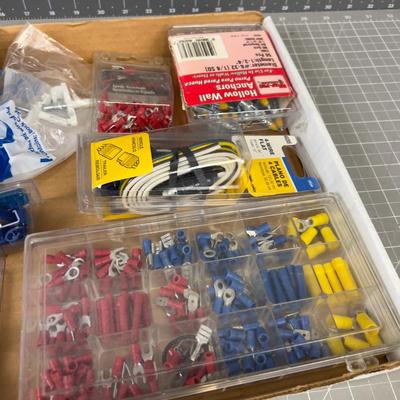 Tray full of Electrical Connectors and Boxes