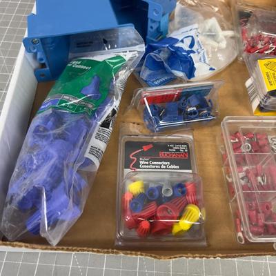 Tray full of Electrical Connectors and Boxes