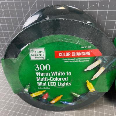 (2) NEW LARGE ROLLS OF Christmas Lights both Multi Color and the one roll is Warm White too