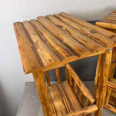 2 Rustic Wood End Tables 